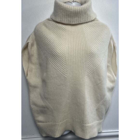 Anthropologie Moth Womens Cashmere Tunic Sweater Vest S Turtleneck Ivory Preppy - Picture 1 of 9